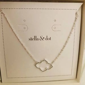 Stella & Dot pave arabesque silver necklace